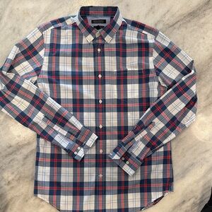 Men's Banana Republic Grant Fit Custom
Wash 078 Red/Blue Plaid Shirt Size:L Tall